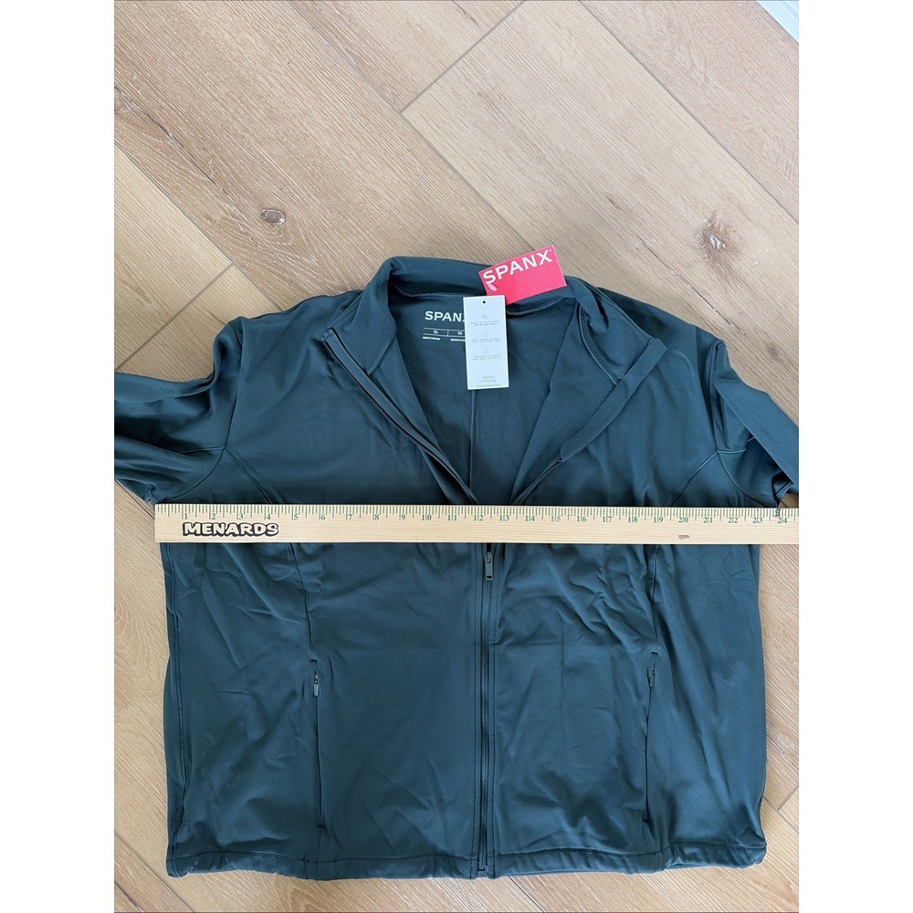 Spanx Active Brushed Track Jacket Size XL Green Full Zip Pockets Stretch Gym - Picture 4 of 6